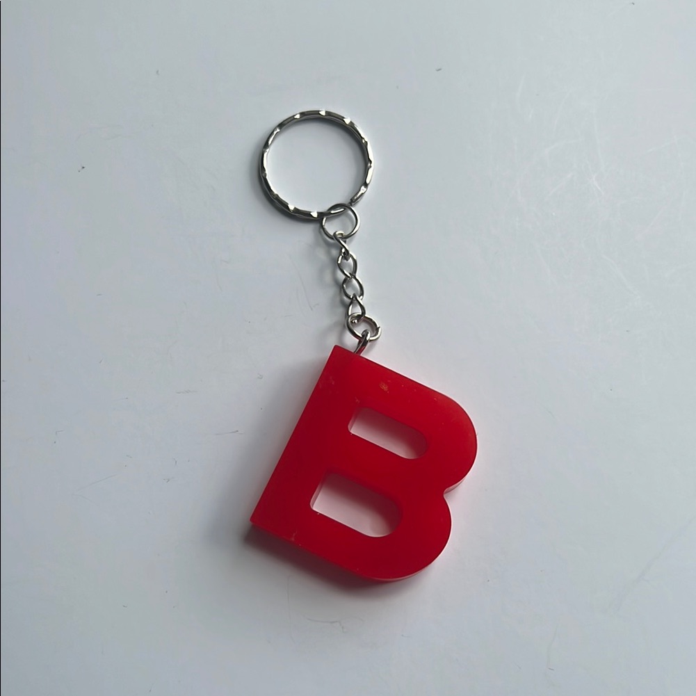 2 For $9 Handmade Bold Red Letter B Keychain Lanyard Charm